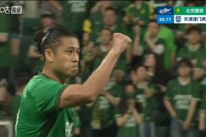 扳回一个！张玉宁头球破门，国安仍1-2落后津门虎