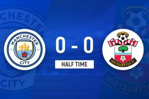 半场-曼城暂0-0南安普顿 赖因德斯越位进攻中柱斯基恩萨进球被吹