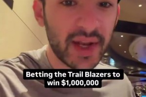 后悔了吗？小哥此前下注2000美元押注开拓者赢得西部冠军！